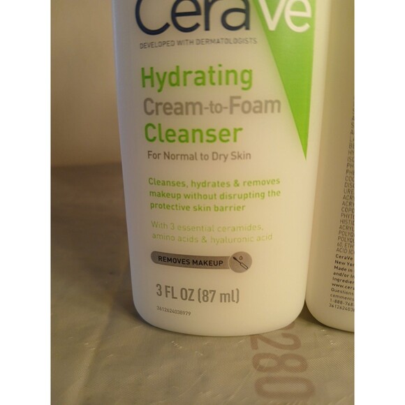 (2)CeraVe Hydrating Facial Cleanser Hyaluronic Acid for Normal to Dry Skin 3oz - Picture 8 of 10